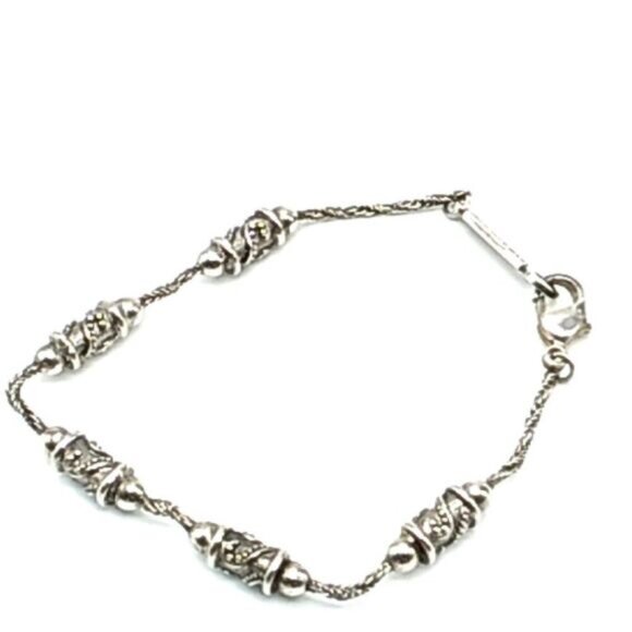 Vintage Napier Silver-tone Bracelet Ornate Barrel & Round Beaded Spacers - Picture 1 of 15